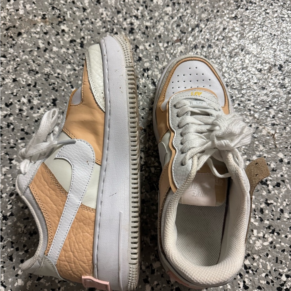 Women's White and Tan Sneakers